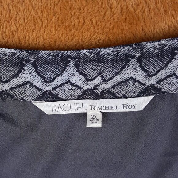 RACHEL ROY Womens Skirt Plus 2X Gray Midi Snakeskin Python Chiffon Pleated - Picture 4 of 8